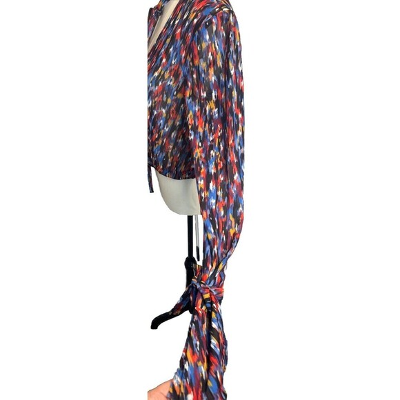 House Of Harlow 1960 X Revolve Joli Tie Cuff Polyester Multicolor Blouse Sz S - Picture 4 of 12